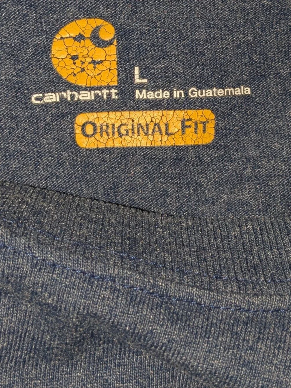 Carhartt Sleeve Logo Long Sleeve Crew Neck Workwear Top Size Large